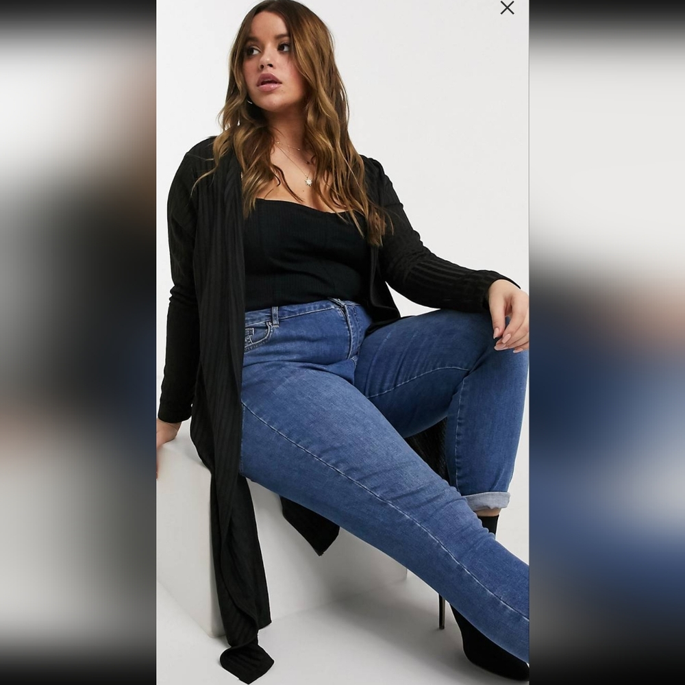 New Look Curve ribbed midi cardigan (Size 14)